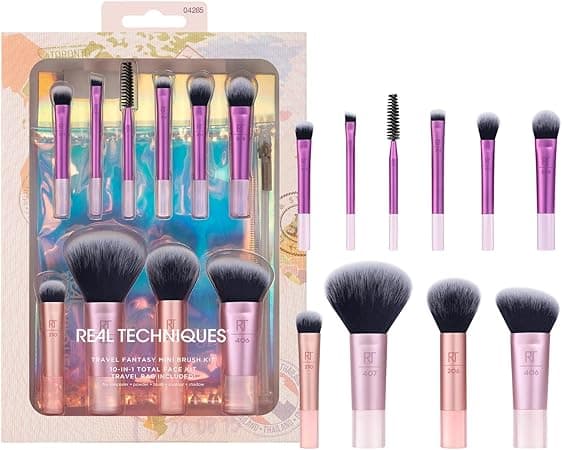 Real Technique Travel Fanstasy Mini Brush Kit, Makeup Brushes, Mini Sized Brushes, Perfect For Travel or On The Go, 10 Piece Set, Purple on Amazon.ae - Price Tracker