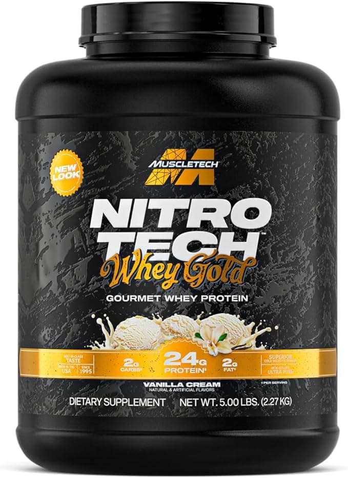 MuscleTech | Nitro-Tech | Whey Gold | Whey Isolate & Peptide | Without Gluten & Rapid Absorption | Lean Muscle and Rapid Recovery | Vanilla Cream | 2270 grams | 69 Servings on Amazon.ae - Price Tracker