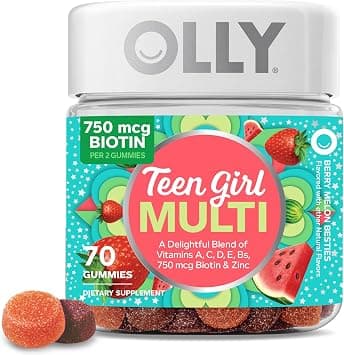 OLLY Teen Girl Multi Gummy, Healthy Skin and Immune Support, 15 Essential Vitamins, Biotin, Zinc, Calcium, Chewable Multivitamin, Berry Melon, 35 Day Supply - 70 Count on Amazon.ae - Price Tracker