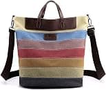 CORIOS Women Shoulder Bag Multicolor Striped Canvas Tote Handbag - Best Deal Finder
