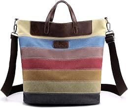 CORIOS Women Shoulder Bag Multicolor Striped Canvas Tote Handbag - Best Deal Finder