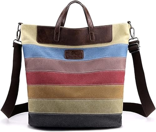 CORIOS Women Shoulder Bag Multicolor Striped Canvas Tote Handbag on Amazon.ae - Price Tracker