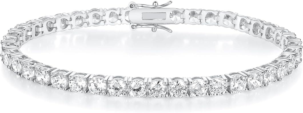 GMESME 18K White Gold Plated 4.0 Round Cubic Zirconia Classic Tennis Bracelet 6/6.5/7/7.5/8/8.5/9 Inch on Amazon.ae - Price Tracker
