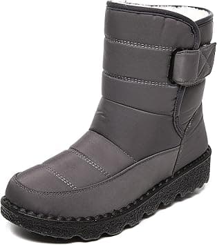 Snow Boots, Women's Warm Plush Lined Ankle Wellies Winter Waterproof Non-Slip Rubber Strong Grip Hiking Flat Classic Short Boots for Outdoor Hiking Ski Holidays Snowboard,Gray,36 EU on Amazon.ae - Price Tracker
