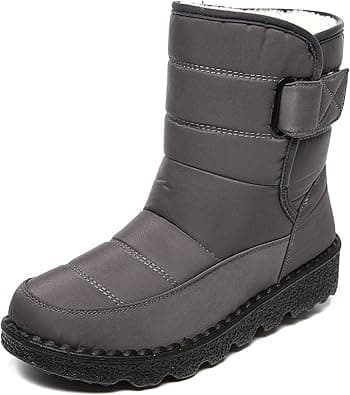 Snow Boots, Women's Warm Plush Lined Ankle Wellies Winter Waterproof Non-Slip Rubber Strong Grip Hiking Flat Classic Short Boots for Outdoor Hiking Ski Holidays Snowboard,Gray,38 EU on Amazon.ae - Price Tracker