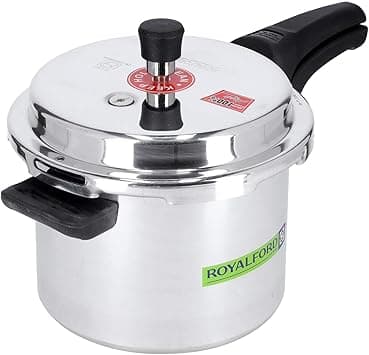 Royalford Pressure Cooker Induction Base Heavy-Duty Aluminium With Lid Durable Handles Ideal For Small To Medium Households Saves Energy, Create Delicious, Silver 3L 1 Count (Pack of 1), Rf9750 on Amazon.ae - Price Tracker