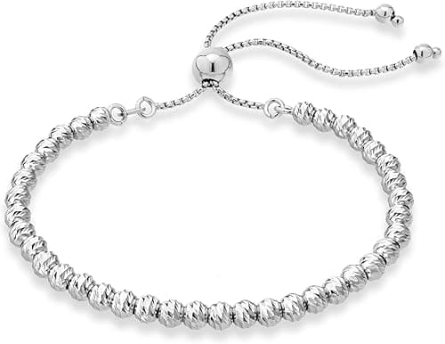 Miabella 925 Sterling Silver or Yellow Gold Over Silver Diamond-Cut Adjustable Bolo 4mm Bead Bracelet for Women, Handmade Italian Beaded Ball Chain Bracelet on Amazon.ae - Price Tracker