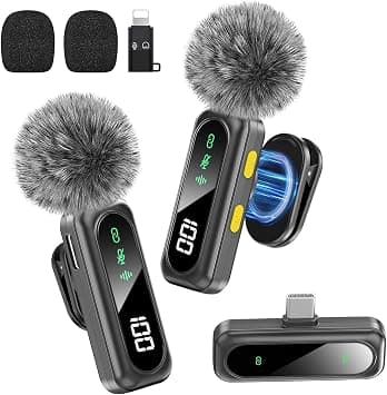 Wireless Microphone for iPhone, iPad, Android, Mini Microphones with LED Indicator & Noise Reduction, Magnetic Clip on Lavalier Microphone for Interview Video Recording Podcast YouTube Tiktok Vlogging on Amazon.ae - Price Tracker