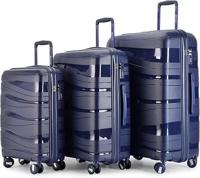 Luggage 3 Piece Set Suitcase Spinner Hardshell Lightweight TSA Lock Carry on 4 Piece Luggage Sets with PP Material, Pink Colour, Luggage Sets Hardside With Spinner Wheels (NAVY BLUE, 3 PIECES SET) on Amazon.ae - Price Tracker