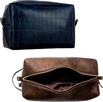 RUBAB MEN Toiletry Bag for Men & Women - Vegan Leather Travel Kit for Men, Travel Pouch | (Pack of 2) - Best Deal Finder
