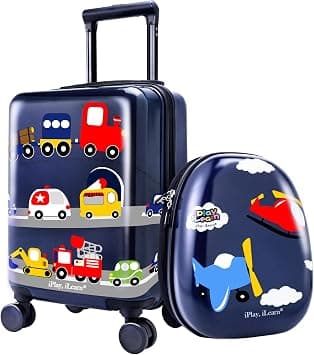 iPlay, iLearn 2Pcs Kids Lightweight Luggage Set, Durable Carry on Suitcase, Hard Shell Backpack, Hardside Upright Travel Trolley ABS with Spinner Wheels for 2, 3, 4, 5, 6 Year Olds Boys Children Girls على Amazon.ae - متتبع الأسعار