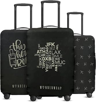 Reversible Luggage Covers & Protectors – Versatile Washable Luggage Covers | Thicker Dust Proof Elastic Suitcase Covers (Black City Codes, Medium (58-63 x 38-42 x 23-27cm)) - Best Deal Finder