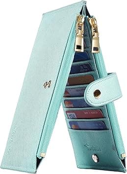 Travelambo Womens Wallet RFID Blocking Bifold Multi Card Case Wallet with Zipper Pocket, Gold Greenery, One Size, Minimalist on Amazon.ae - Price Tracker