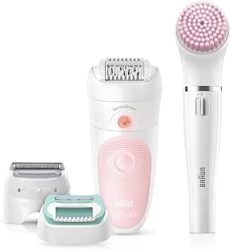 Braun Silk-épil 5, 4-in-1 Epilator Beauty Set, Gentle and Perfect for Beginners, for Face & Body, Remove Hair from the Root, Wet & Dry Use, 100% Waterproof, Gifts for Women, SES 5-875BS, White/Pink على Amazon.ae - متتبع الأسعار