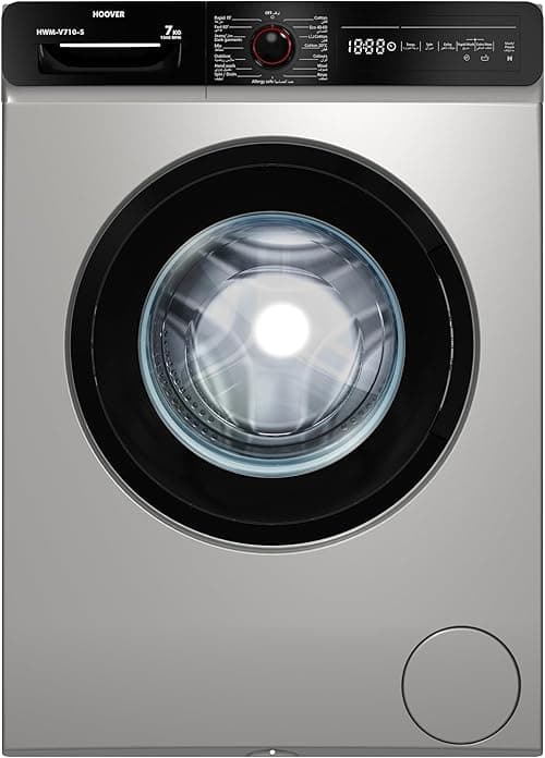 Hoover 7Kg Front Load Washing Machine, Fully Automatic, 1000 RPM, 15 Programs,Foam Protection, Child Safety Lock, Eco-Logic System, Silver, Made in Turkey, 1 Year Warranty, HWM-V710-S on Amazon.ae - Price Tracker