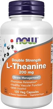 Now Foods Double Strength L-Theanine 200mg with Inositol, 120 Veg Capsules - Best Deal Finder