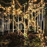 Redare Meteor Shower Rain Lights,50cm 8 Tubes 288 LEDs rain drop lights Waterproof,Cascading Rain Light,Icicle Snowfall String Lights for Garden Wedding Holiday Party Tree Decoration (Warm White) - Best Deal Finder