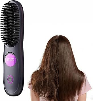 Cordless Hair Straightener Brush, Portable Mini Hair Straightening Brush with 3 Temperature Settings & LED Display, USB Rechargeable Fast Heating Hairs Brush for Travel on Amazon.ae - Price Tracker