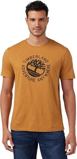 Timberland mens Tfo Slogan Logo Short Sleeve Slub T-shirt - Best Deal Finder
