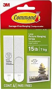 Command Picture Large Hanging Strips White color, 4 pairs/pack | Holds 7.2 kg whole pack | Organize | Decoration | No Tools | Holds Strongly | Damage-Free Hanging on Amazon.ae - Price Tracker