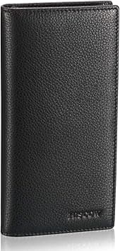 HISCOW Bifold Long Wallet with 15 Credit Card Slots - Italian Calfskin (Pebbled Black) on Amazon.ae - Price Tracker