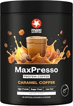 MaxiNutrition MaxPresso Caramel Coffee Flavour Powder, 300 Grams - with 21g Whey Protein per Serving Mix Hot or Cold, Sugar‑Free & Low‑Fat on Amazon.ae - Price Tracker