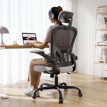 Synorla Ergonomic Office Chair Big and Tall, 350LBS Capacity, 6'5" Tall Max, Home High Back Desk Chair for Long Hours Comfortable, Adjustable Headrest, Lumbar Support, Flip-up Arm and PU Wheels, Grey on Amazon.ae - Price Tracker
