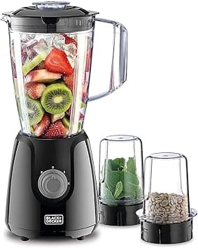 BLACK+DECKER Blender with Grinder Mills, 400W Power, 1.5L with 300ml 2 Grinding Mills, Stainless Steel Blades and Two Pulse Control for Fine and Grinding of Coffee Herbs, 2 years warranty, BX440-B5 on Amazon.ae - Price Tracker