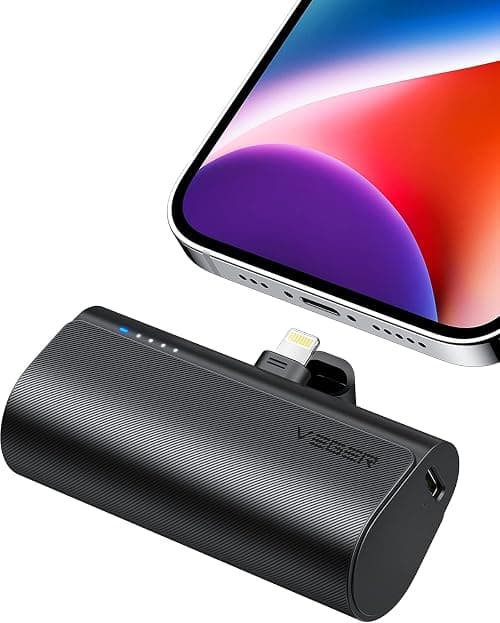 VEGER Mini Power Bank Portable 5000mAh, Ultra-Compact 20W PD QC 3.0 Fast Charging Battery Pack, Portable Charger Built-in Connector, Phone Charger for iPhone, AirPods - Black على Amazon.ae - متتبع الأسعار