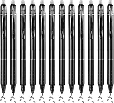 KASTWAVE Erasable Pen, Erasable Gel Ink Pen, 12Pcs 0.5 mm Fine Point Retractable Black Ink Pen, No Bleed ST Fine with Eraser, Quick Dry Smooth Write for School Office Supplies Note Taking Planners on Amazon.sa - Price Tracker