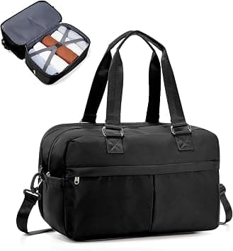 Underseat Travel Duffel Bag, Carry on Hand Luggage with Wet Pocket and Shoes Compartment, Multiple Storage Pockets Hospital Bag, Sport Gym Tote Mum Hospital Bag for Women and Man, Black, 40x30x20 on Amazon - Best Deal Finder