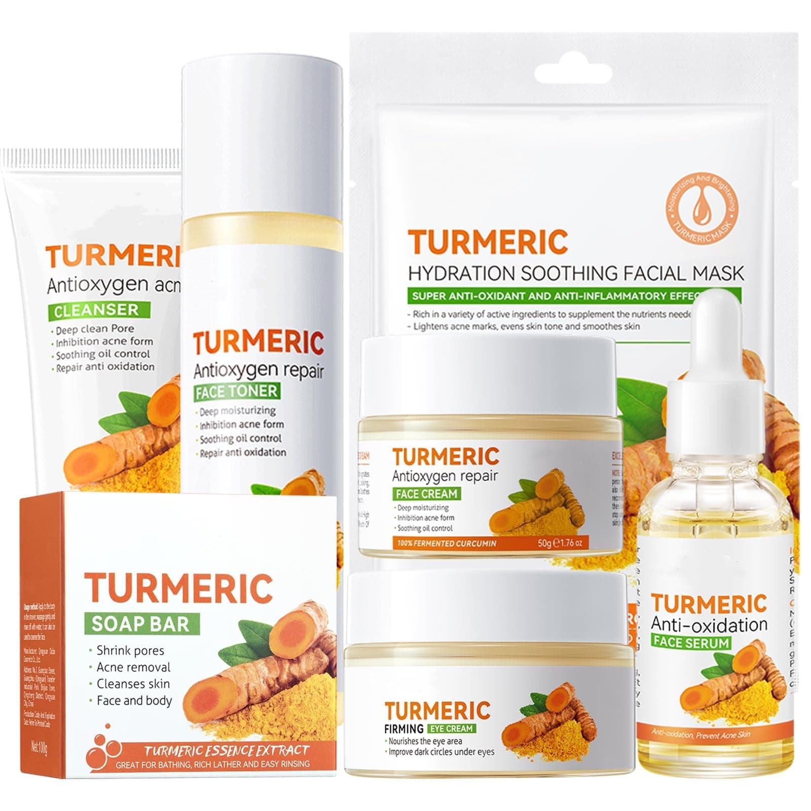 Lboylove® Turmeric Skin Care Set, 7 Pcs Kit, Skincare Set With Face Wash, Soap, Toner, Serum & Cream, Eye Mask, Facial Kits For Women Mens on Amazon.ae - Price Tracker