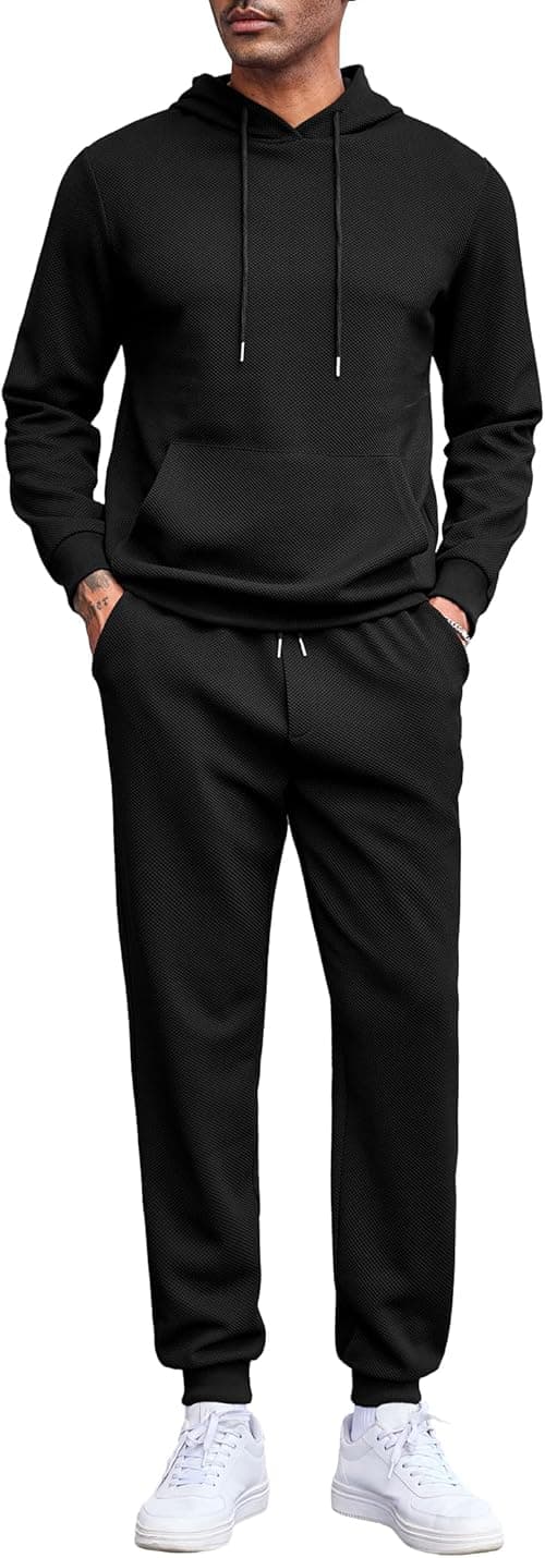 COOFANDY Men's Tracksuits 2 Pieces Waffle Hoodies Sweatsuit Sets Sports Jogging Suit Set on Amazon.ae - Price Tracker