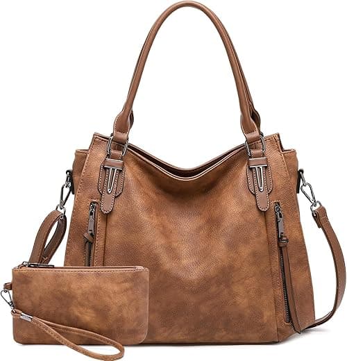 Hobo Bags for Women Handbags Ladies Purse Boho Shoulder Bag Large Crossbody Purses Designer Vegan Leather Brown with Wallet on Amazon.ae - Price Tracker