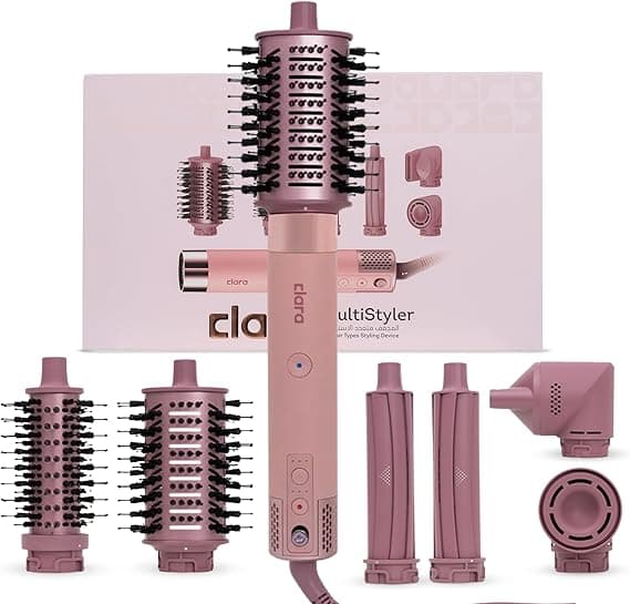 Clara Multi Styler for All Hair Types – 6-in-1 Styling Tool with Auto-Wrap Curlers, Blow Dryer, Round & Oval Brush – 1500W Ionic Hair Styler for Frizz-Free Waves & Salon Blowouts (Pink) on Amazon.ae - Price Tracker