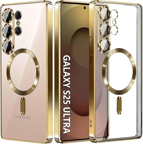 for Samsung Galaxy S25 Ultra Case, Magnetic Case Built-in Camera Lens Protector S25 Ultra Cover Slim TPU Protective Phone Case for Galaxy S25 Ultra 6.8 inch (Gold, S25 Ultra 6.8 inch) on Amazon.ae - Price Tracker
