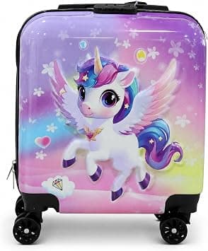 Trucare 18" Kids Hard Shell Trolley Luggage – Magical Unicorn Design | ABS + PC Embossed Print Suitcase with 360° Spinner Wheels on Amazon - Best Deal Finder