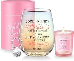 Friendship Gifts for Women Wine Glasses Drinking Personalised Birthday Gifts for Friends Girl Men Special Friend Gifts for Girlfriend Sister Leaving Best Friend for Colleague Stemless Wine Glass - Best Deal Finder