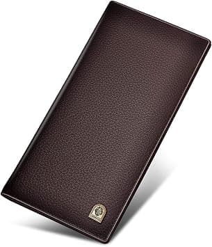 LAORENTOU Bifold Long Leather Wallets for Men Genuine Cow Leather Gift Box Packing Card Holder Men's Slim Wallet, 02 Brown, ONE SIZE, Casual - Best Deal Finder