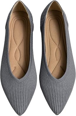 TINGRISE Women's Flats Shoes Pointed Toe Knit Ballet Comfortable Dressy Slip On Flat - Best Deal Finder