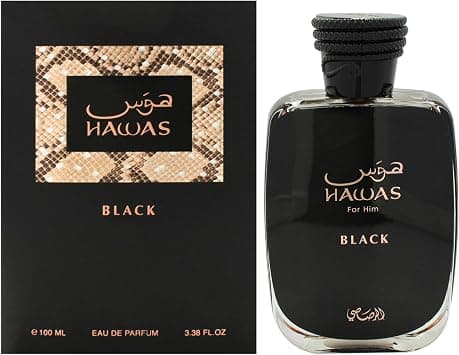 Hawas Collection - Hawas Black by Rasasi for Men - 3.38 oz EDP Spray - متتبع أسعار Amazon.sa