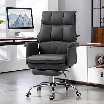 STAYOUNG PU Leather Computer Chair with Footrest Backrest - Ergonomic Office Chair, with Mouse Pad, 360°Swivel Desk Chair, High Back & Adjustable Height Computer Table Chair, for Home Office (Black) على Amazon.ae - متتبع الأسعار