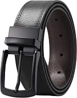 AWAYTR Men Reversible Leather Belt - 1.33'' Wide Genuine Leather Dress Belt for Casual and Business Wear - Best Deal Finder