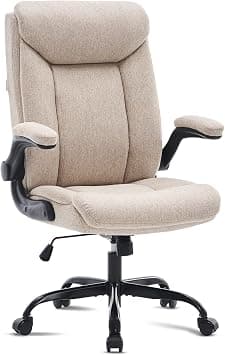 MZLEE Executive Office Chair, Ergonomic Computer Desk Chair Swivel Work Chair with Flip-up Armrest, Adjustable Height, Comfortable for Office Home Gaming(Cream Fabric) on Amazon.ae - Price Tracker