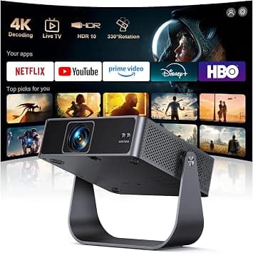 [Official Apps & Live TV & 330° Stand]Smart Mini Projector with WiFi and Bluetooth Ultra-thin, 4K Support Outdoor Movie Projector, Auto Focus, HDR10, Portable 1080P Projector for Bedroom/Home/Celling - Amazon.ae Price Tracker