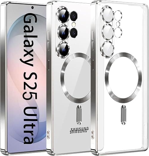 for Samsung Galaxy S25 Ultra Case, Magnetic Case Built-in Camera Lens Protector S25 Ultra Cover Slim TPU Protective Phone Case for Galaxy S25 Ultra 6.8 inch (Silver, S25 Ultra 6.8 inch) على Amazon.ae - متتبع الأسعار