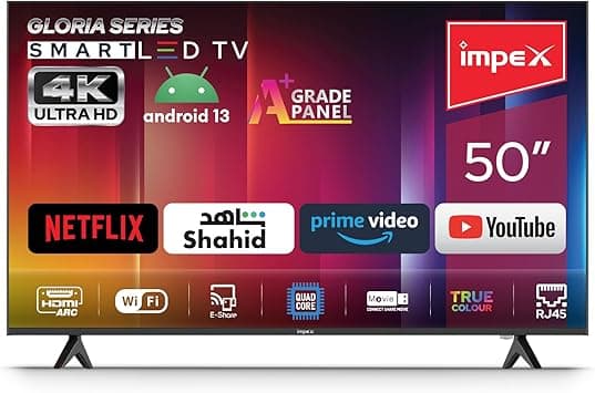 Impex 50 Inch Smart Android UHD LED TV, 8GB ROM Quad-Core Processor, A+ Grade Panel, 4K Ultra HD, E-Share, HDMI, USB, WiFi, Wall Mount, Super Slim, 2 Years Warranty, Gloria 50 UHD Smart on Amazon.ae - Price Tracker