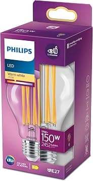 PHILIPS LED Premium Classic A67 Clear Light Bulb [E27 Edison Screw] 17W - 150W Equivalent, Warm White (2700K), Non-Dimmable. - Amazon.ae Price Tracker