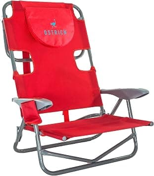 Ostrich On Your Back Backpack Beach Chair with Face Hole - Portable Lounge Chair with Cup Holder - Heavy Duty Tanning Chair - Face Down Reading (Red) على Amazon.ae - متتبع الأسعار