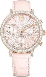 Swarovski Matrix Tennis Chrono Watch, Swiss Made, Leather Strap, Pink, Rose Gold-Tone Finish, Pink, strap - دليلك لأفضل العروض